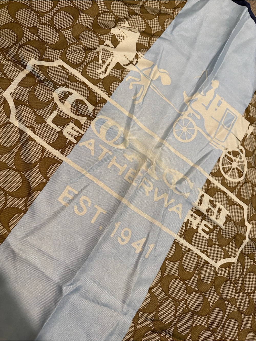 COACH Signature Logo 100% Silk Scarf - Picture 4 of 6